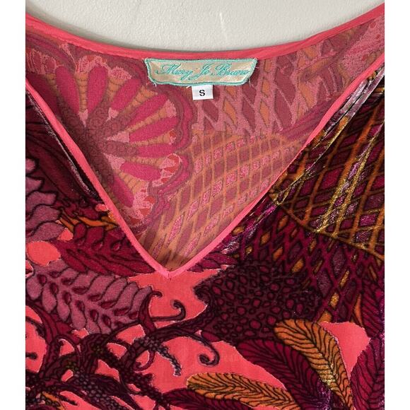 Mary J Bruno Colorful Tunic Silk Mixed Print Top Size Small Velvet Artsy Boho - Picture 5 of 11